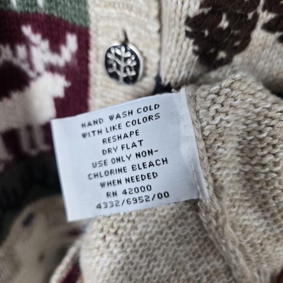 VTG Nutcracker Cardigan Sweater sz L Beige Multi Cabincore Cottagecore Holiday - Picture 11 of 14
